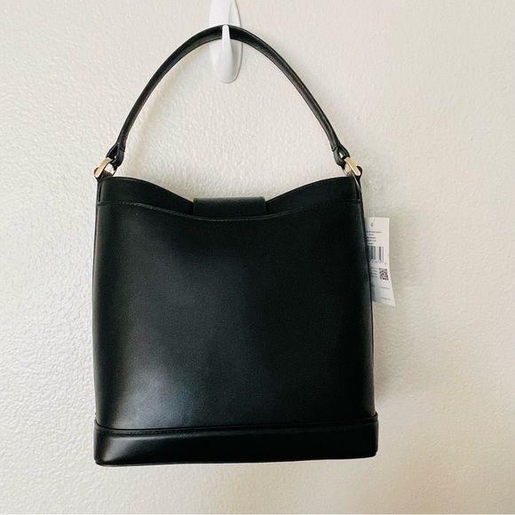 NWT Kate Spade Reegan Bucket Bag Smooth Leather - Black/Gold $459 Retail - Picture 7 of 12